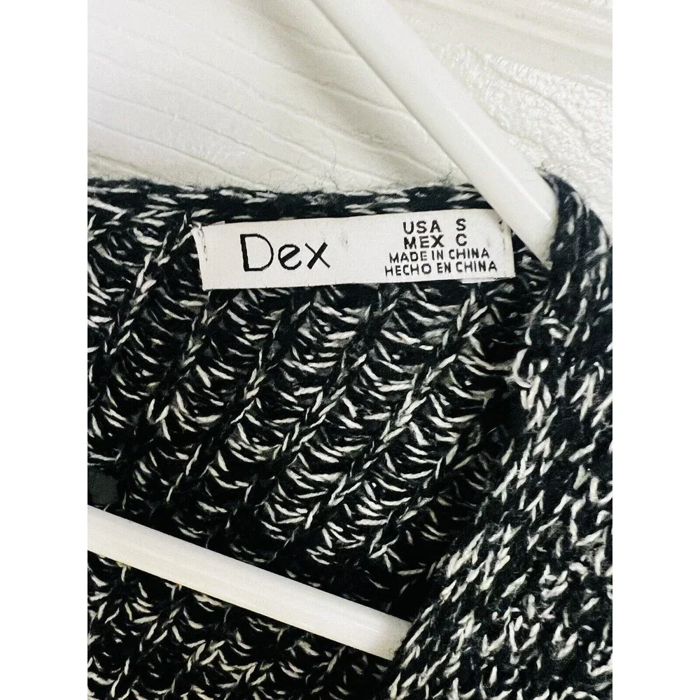 Women’s “Dex” Open Front Knit Sweater Cardigan Size Small Black White Pockets